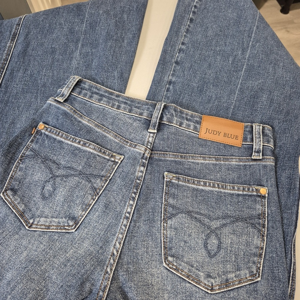 Judy Blue Jeans Womens 5/27 Wide Leg Retro Lux High Rise Relaxed Stretch Boho